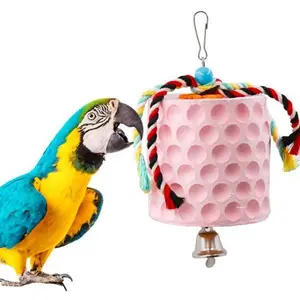 Hanging Sloth Bear Molar Stone, Tree Root Shaped Parrot Gnawing Toy, Natural Chewing Boredom Buster for Small Medium Parrots, Cage Accessory for Budgie Cockatiel Lovebird