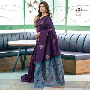 Trendy Fabric Elegant Jacquard Soft Silk Saree with Unstitched Blouse for Festive Weddings & Parties