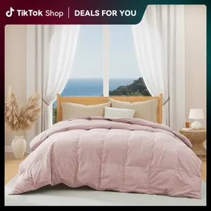 Deals For You Days | PEACE NEST Goose Down Feather Fiber Comforter Lightweight Fluffy Duvet Insert Machine Washable Hotel Bedding Soft Cozy Father's Day Gift