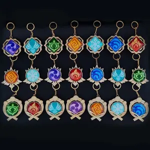 Genshin Impact Vision Keychain 7 Element Weapons Eye Of Original God Luminous Keyring Cosplay Genshin Game Keychain Jewelry Gift