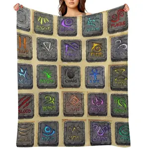 Rune Scape Retro Blanket, RuneScape Oracle Ancient Characters Graphic Softy Cozy Lightweight Ultra Flannel Throw Blanket for Livingroom, Couch, Sofa, Camping, Idea for Birthday, New Year, Christmas Gifts