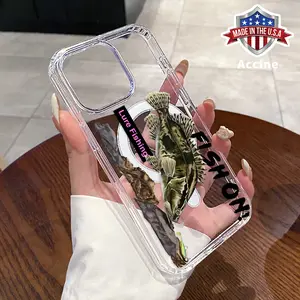 Magnetic Case for iPhone 16 Pro Max 15 Plus 14 13 12 11 XR E XS Lure - fish charm Pattern Acrylic Back Silicone Edges Waterproof Mobile Phone Cover for Male