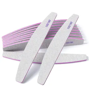 50PCS/100PCS/150PCS 100/180 Grits Nail Files Bulk Doubled Sided Emery Boards Reusable Curved Coarse Nail Buffers Manicure Tools for Acrylic Natural Toenails Home Salon Use