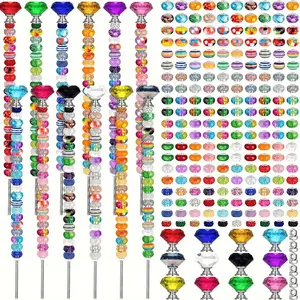 DIY Garden Fairy Wand Plant Markers Set, 36pcs/18pcs Crystal Tops, Threaded Rods Sets, and 100 Large Hole Beads – Perfect for Outdoor Decorations