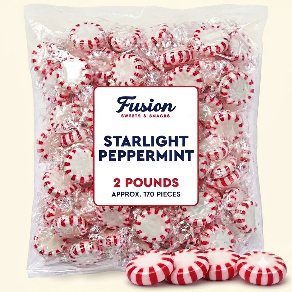 Starlight Peppermint Hard Candy 2lb Bulk Approx 170ct Individually Wrapped Mints Classic Refreshing Peppermint Mints