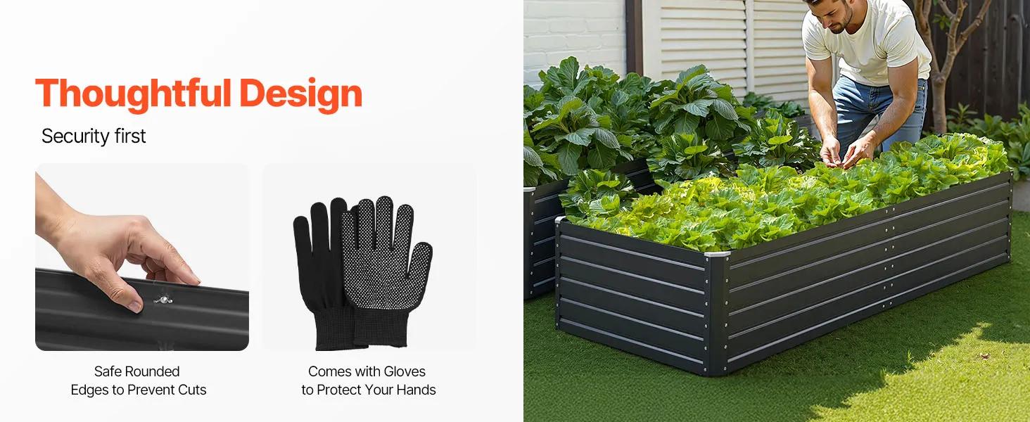 VEVOR Metal Raised Garden Bed, 6.7 x 3 x 1.5 ft Outdoor Galvalume Planter Garden Box, Open Bottom Design, Large Planter Raised Bed for Growing Vegetables, Flowers, Herbs, and Succulents, Gray