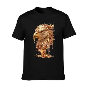 Cool Molten Golden Eagle T-Shirt Majestic Liquid Metal American Bald Eagle Graphic Tee Dripping Metallic Biker Patriotic Gifts for Men Dad Him