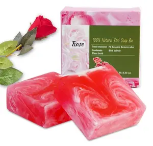 2 PCS Yoni Soap Bars for Women, 100% Handmade Natural PH Balanced & V Cleansing Soap for Women, All Natural Odor Remover with Bubble Foam Net, Yoni Wash Away Odor Deodorant 3.53oz/100g (pink)