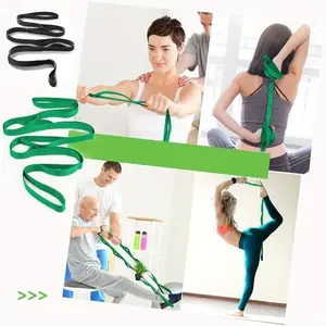 10 Loops Non-Elastic Yoga Stretching Strap Stretch Band With Workout Guide For Physical Relax, Pilates, Exercise, Home Pilates Equipment Workout Bands