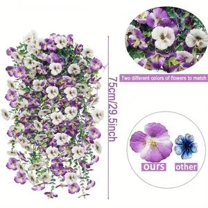4 Pcs UV Resistant Artificial Hanging Flowers Non Fading Realistic Faux Flowers For Home Garden Porch Yard Outdoor Planters Decor Purple White
