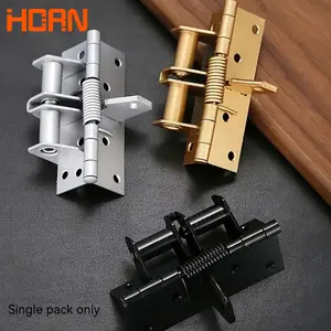 Automatic Door Closing Spring Leaf Mounting Hinge, 1 Count Right Angle Locator, Multifunctional Door Closer Includes 8 Screws, Easy to Install and Adjust, Adjustable Door Hinge