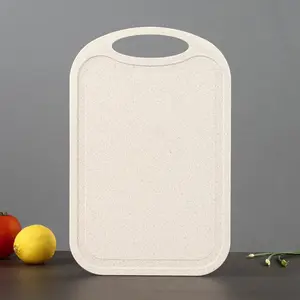 Wheat Straw Chopping Board, Non Slip Portable Kitchen Cooking Cutting Board with Hanging Hole, Household Kitchen Gadgets