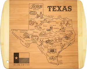 Texas Bamboo Cutting Board – Reversible State-Shaped Chopping & Serving Board with Detailed Engraving - Perfect Gift for Housewarmings, Weddings, Birthdays, Daily Kitchen Use & Decoration
