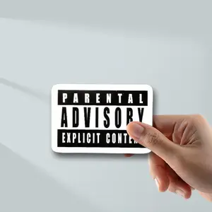 Warning Explicit Content Vinyl Sticker, Waterproof Rock Series Sticker, Durable Material Sticker for Laptop, Phone, Car, Motorcycle, Helmet, Wall, Window