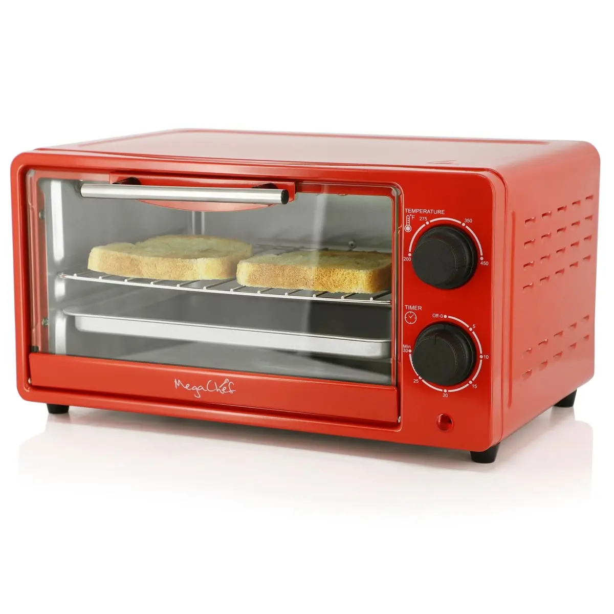 MegaChef MCOV-1200RD MegaChef 9.5 Quart Electric Counter Top Toaster Oven in Candy Red