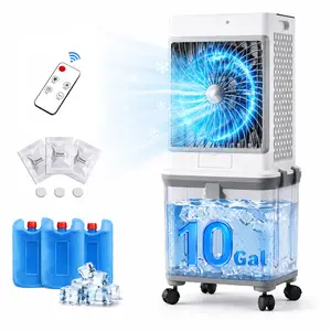 KTO 10Gal Evaporative Air Cooler Fan & Humidifier & Air Cooling &Essential Oil,2500CFM Portable Cooling Fan,3Speeds,7H Timer,Smart Remote,Swamp Cooler Air conditioner for House,Bedroom,Outdoor Camping Vlogging Kit