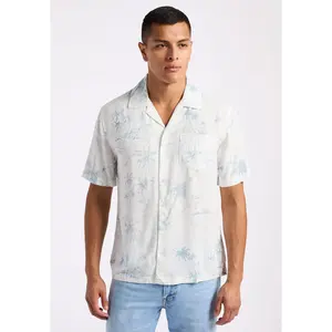 Sandro Men's Printed Short-Sleeve Camp Shirt, Milk - BM24565
