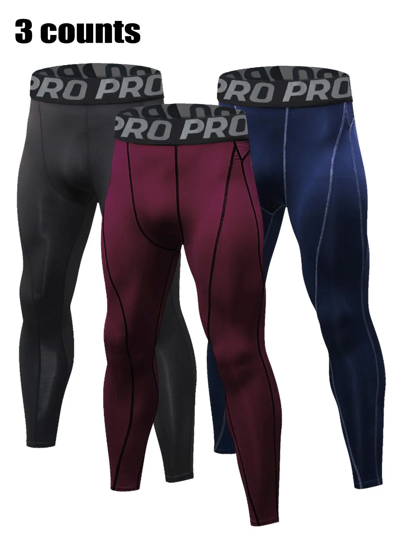 Men's Thermal Compression Leggings, Casual Plain Comfy Breathable High Stretch Moisture Wicking Elastic Waist Warm Knit Athletic Underwear Pants for Fall & Winter, Activewear