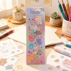 Cartoon Rabbit Bear Laser Stickers, High-Quality Embossed Decals for Scrapbooks, Notebooks, Phone Decorations, Creative DIY Crafts