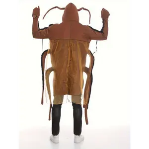 1pc Halloween Cockroach Costume, Polyester 100% Scoop Neck Full Body Suit, Casual Style Knit Fabric with Slight Stretch, Regular Fit Solid Color Stage Role Play Performance Outfit
