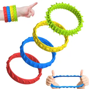 4 Piece Sensory Bracelet Set, Spiky Sensory, Sensory Grippie Set, Stress Relief Toy Kit, Stress Rings, Anxiety Relief for Kids & Adults, Emotion Management Tool, Classroom Rewards