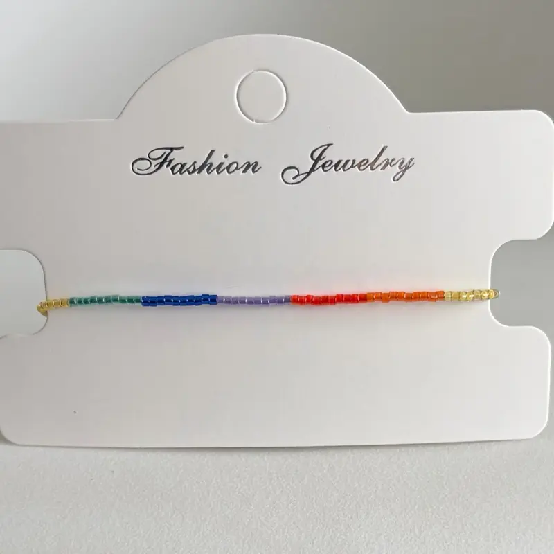 LGBT Pride Bracelet Handmade Miyuki Seed Bead Minimalist Stackable Delicate Rainbow Adjustable 6-8"