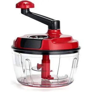 Multi-Functional Manual Food Processor,8 Cup Hand-powered Crank Chopper,Mincer Blender with Clear Container,for Vegetables Meat Fruits Nuts Herbs Onions