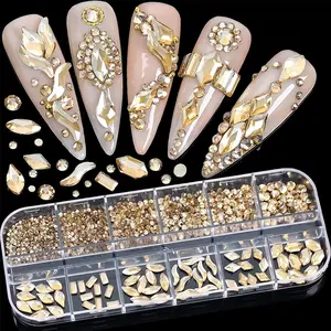 Nail Rhinestones Multi Shapes Crystal Gems for 3D Nails Art Decoration