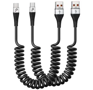 USB C Cable Fast Charging, 2Pack 3ft Coiled USB A to USB C Charge Cable for Car, USB-C Charging Cord Compatible with iPhone 17/16/15/Pro Max/Plus/Samsung Galaxy S20 S10 and More Type C Devices