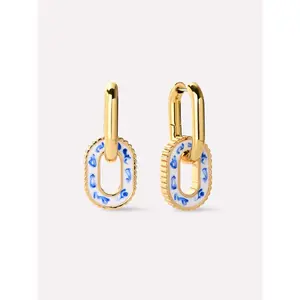 Double Hoop Earrings - Ash Double Marble Blue