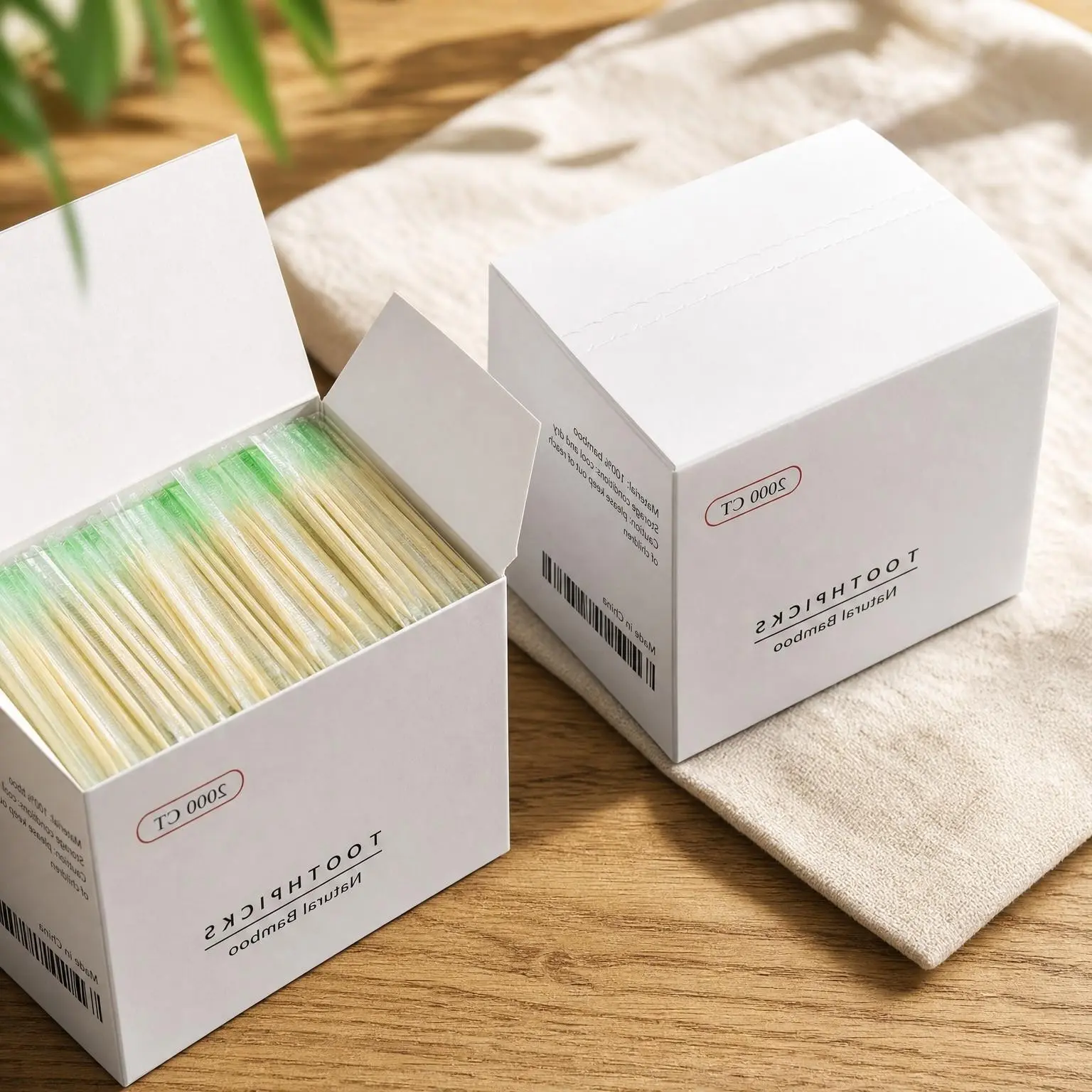 2000-Count Round Bamboo Wooden Toothpicks Individually Wrapped for Appetizers, Cocktails, BBQ, Crafts & Teeth Cleaning