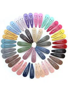 100pcs Colorful Matte Water Drop Hair Clips, Alligator Hair Clips, Bb Clips with Candy Snap Closure, Alloy Material, Cute and Minimalist Style, All Seasons