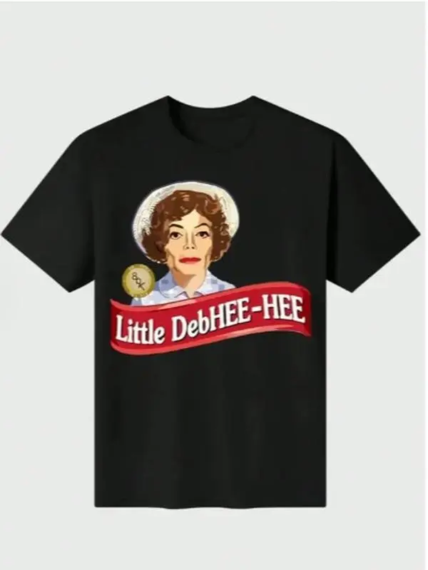 Men's Little Debhee Hee Debbie Parody Meme Short-Sleeve T-Shirt,  Pure Heavy Cotton Fabric Garment, Fitted Casual Digital Print Menswear Top, Shortsleeve