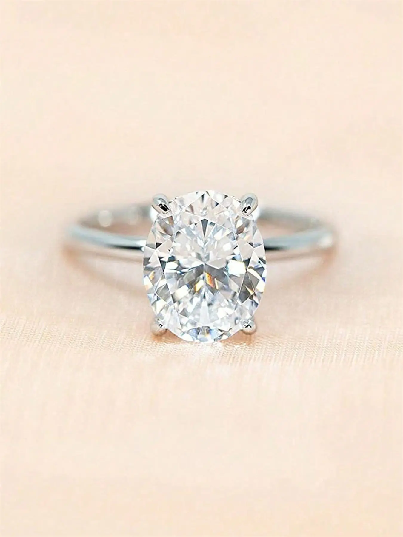 1 PC Elegant Cubic Zirconia Ring Solitaire Engagement Rings For Women For Valentine's Day Gift Wedding Anniversary Party Jewelry