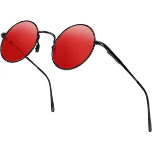 Retro Round Sunglasses Small Colored Lens Hippie Glasses