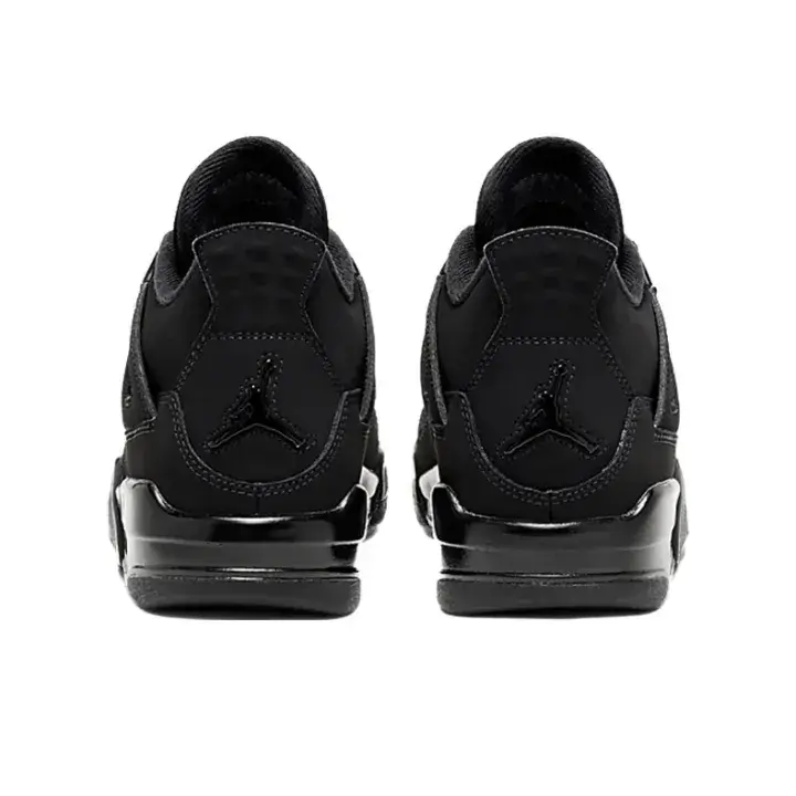 Mid‑Top Retro Basketball Sneakers, full matte black suede upper, monochromatic all‑black finish, sleek streamlined silhouette, mesh panel details, perfect for streetwear, daily outfits and minimalist dark‑tone casual fits