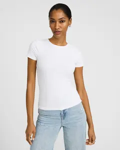 Express Essential Fitted Ribbed Crew Neck Short Sleeve Tee