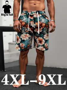 Men's Plus Size Casual Floral Camo Shorts, Comfortable Daily Wear, Fashion Lightweight Summer Tropical Style, Stylish Men's Clothing