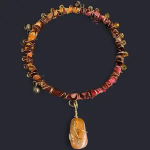 Fabric Wire Wrapped Bangle Bracelet