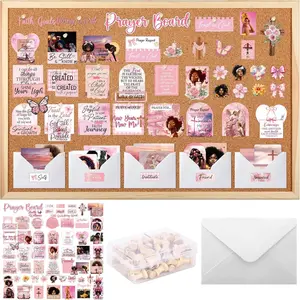 Prayer Board Kit for Black Women, 162 Pcs Pink Christian Vision Board Supplies Set with Bible Verse Cards Stickers Envelopes Pins, Faith Prayer Board Accessories for Home Church Wall Decor