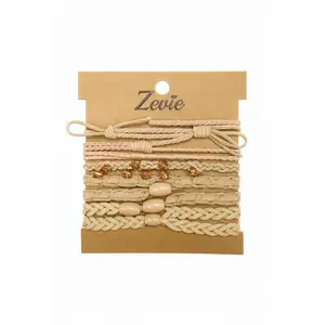 Zevie Designer Hair Tie & Bracelet Set – Neutral Beige Collection (10 Pack)