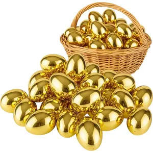 Golden Easter Eggs 30 Pack, 2.36'' Fillable Plastic Eggs for Easter Egg Hunt, Basket Stuffers, Party Favors & Holiday Decorations