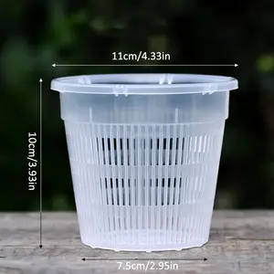 6 Pack Clear Orchid Pots with Drainage Holes - Durable plastic for indoor and outdoor use Plant