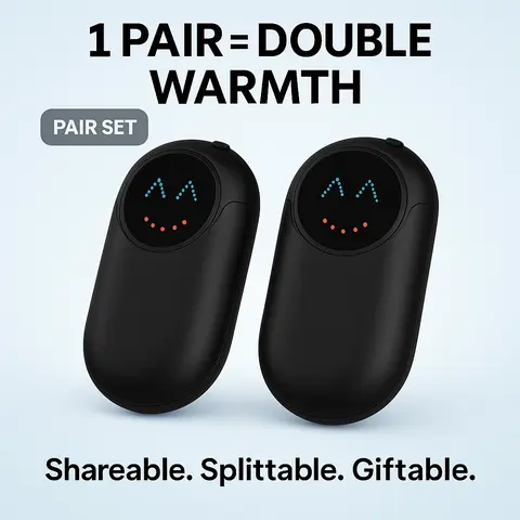 PlayHot Magnetic Hand Warmers (2-Pack) - 2-in-1 USB-C Rechargeable Portable Power Bank, Double-Side Heat, 3 Gears Temp Control, 3 Seconds Heating, 6000mAh (5000-10000mAh Range), Compact Design, LED Level Display, USB Input, Arthritis Relief, Winter Gift