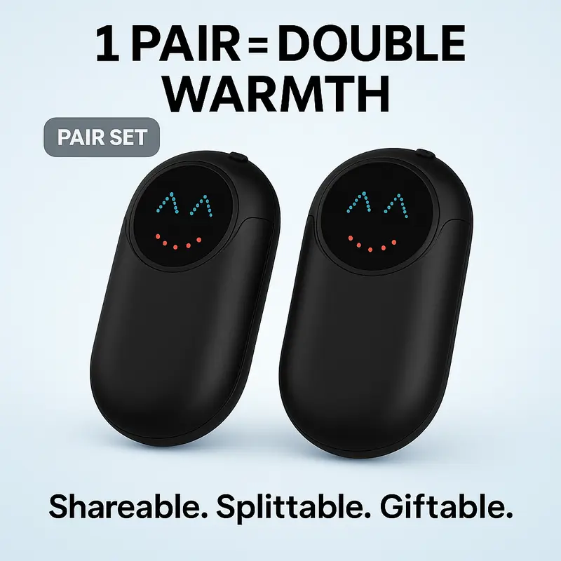 PlayHot Magnetic Hand Warmers (2-Pack) - 2-in-1 USB-C Rechargeable Portable Power Bank, Double-Side Heat, 3 Gears Temp Control, 3 Seconds Heating, 6000mAh (5000-10000mAh Range), Compact Design, LED Level Display, USB Input, Arthritis Relief, Winter Gift