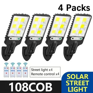 2/4 Pack 120 LED Solar Street Lights Outdoor Christmas Decor Remote Control IP65 Motion Sensor Security Wall Light with 3 Modes for Garden Street Deck Yard Garage Patio,Hanging,Ornaments,Christmas outdoor decoration,Black Friday