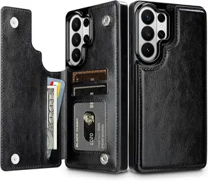 Wallet Credit Card Phone Case Cover PU Leather for New Galaxy S26 Ultra Series 2026 with 4 Card Slots Multi-Angle Stand Function Full Protection