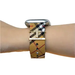 Let God Lead - Exquisite Art Leather Adjustable Band - Compatible with Apple Watch Series 1-11/SE/SE2/Ultra/Ultra2 (38-49mm), Check Pattern Strap, Hypoallergenic, BPA-Free, Strap Wearable Accessories (Watch Not Included)