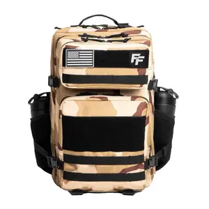 Tactical Backpack - Waterproof, High Strength Stitching, Tough Zippers, Velcro Patches, Laptop Pouch, Dual Bottle Holders