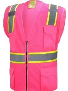 Pink Two Tones Safety Vest ,With Multi-Pocket Tool Pink Two Tones Safety Vest ,With Multi-Pocket Tool